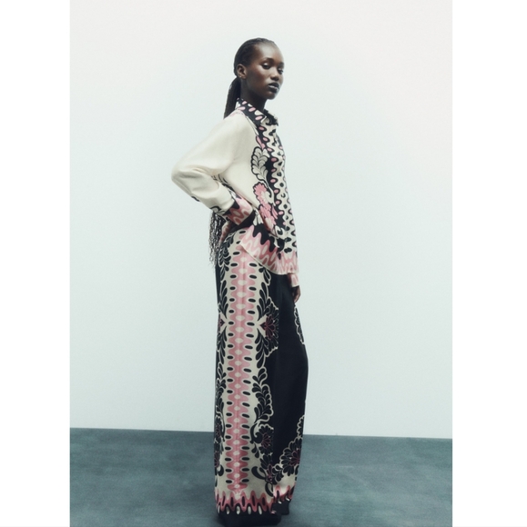 ❌️SOLD❌️ZARA SET FLORAL PRINT SHIRT AND STRAIGHT CUT PANTS SIZE S - Picture 4 of 12